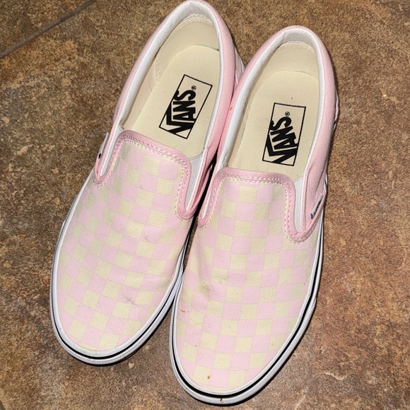 Vans Shoes - Vans Pink Checkered Slip-On Shoes